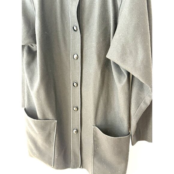 Vintage Mrs H Winter Sweater Blazer Black Wool Buttons - Picture 5 of 7
